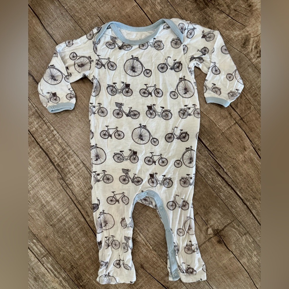 Bestaroo Kids‎ Vintage Bicycle Print Modal Romper Blue White 6-12 Months
